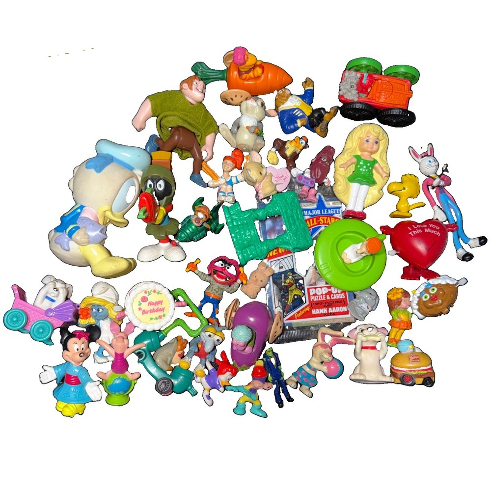 Lot of 35 Pieces Vintage Disney & Other Cartoon Kids Meal Toys